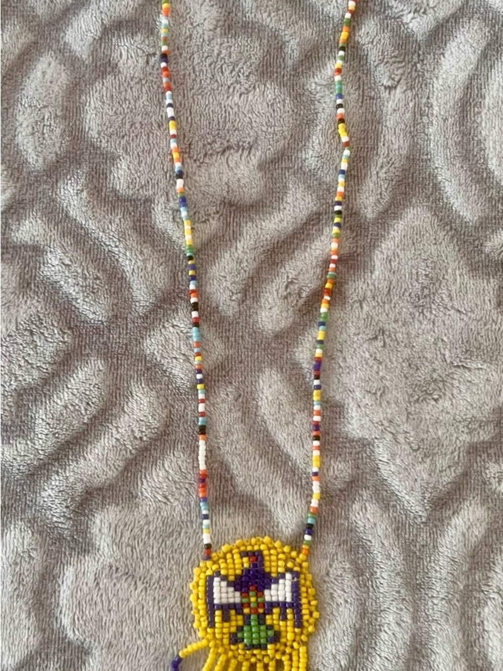 Beaded Thunderbird Necklace Native Style Southwestern Fringe - Picture 2 of 3